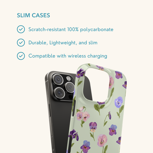 Pansy (Green) Slim Phone Case