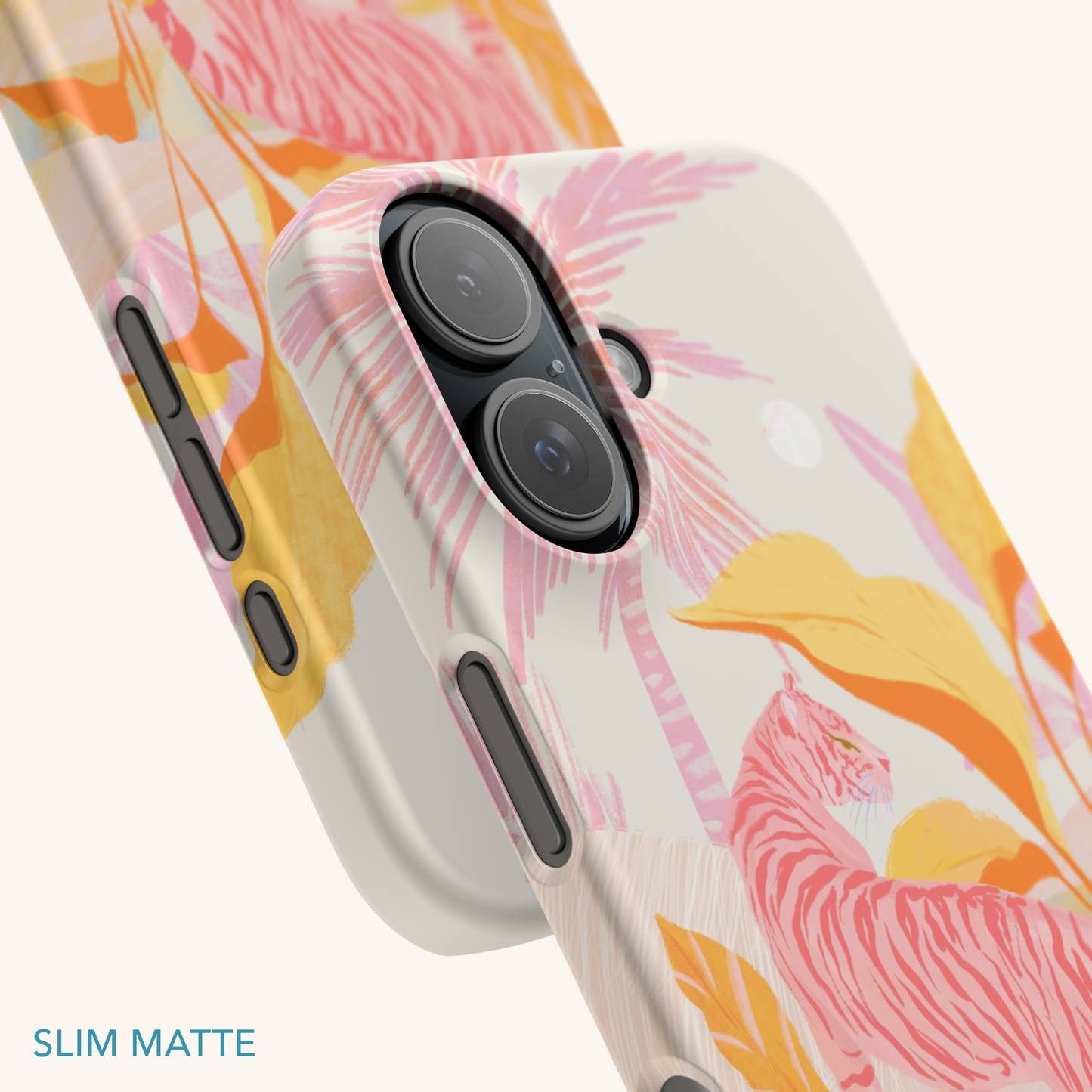 Phone case with a pink tiger in pink jungle design