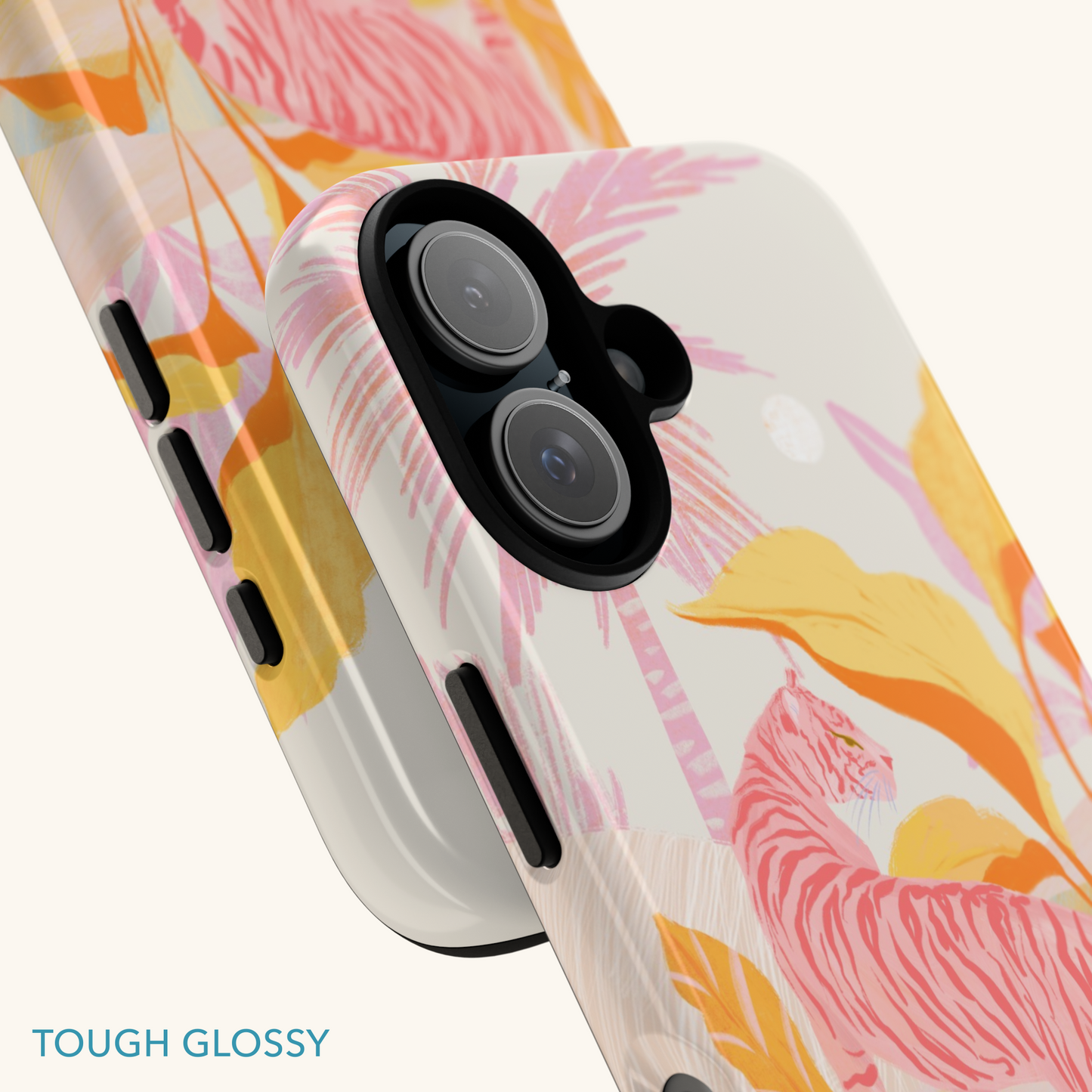 Phone case with a pink tiger in pink jungle design