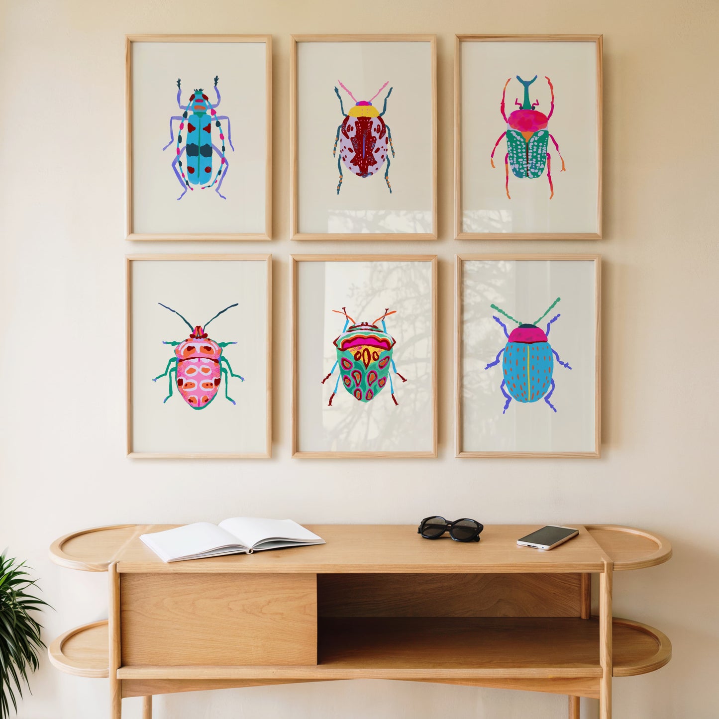 Colorful Beetles Art Prints - Set of 6