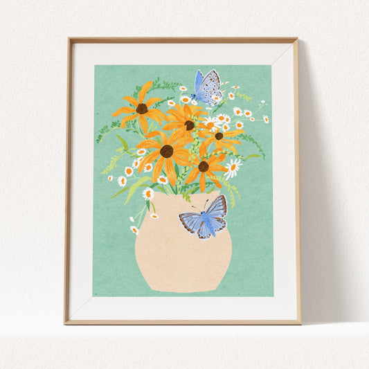 Artwork of flowers and butterflies by Sun Lee