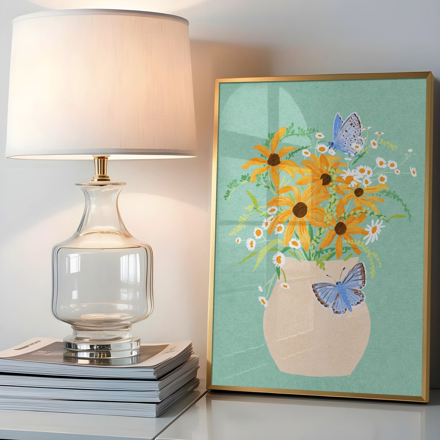 Artwork of flowers and butterflies by Sun Lee