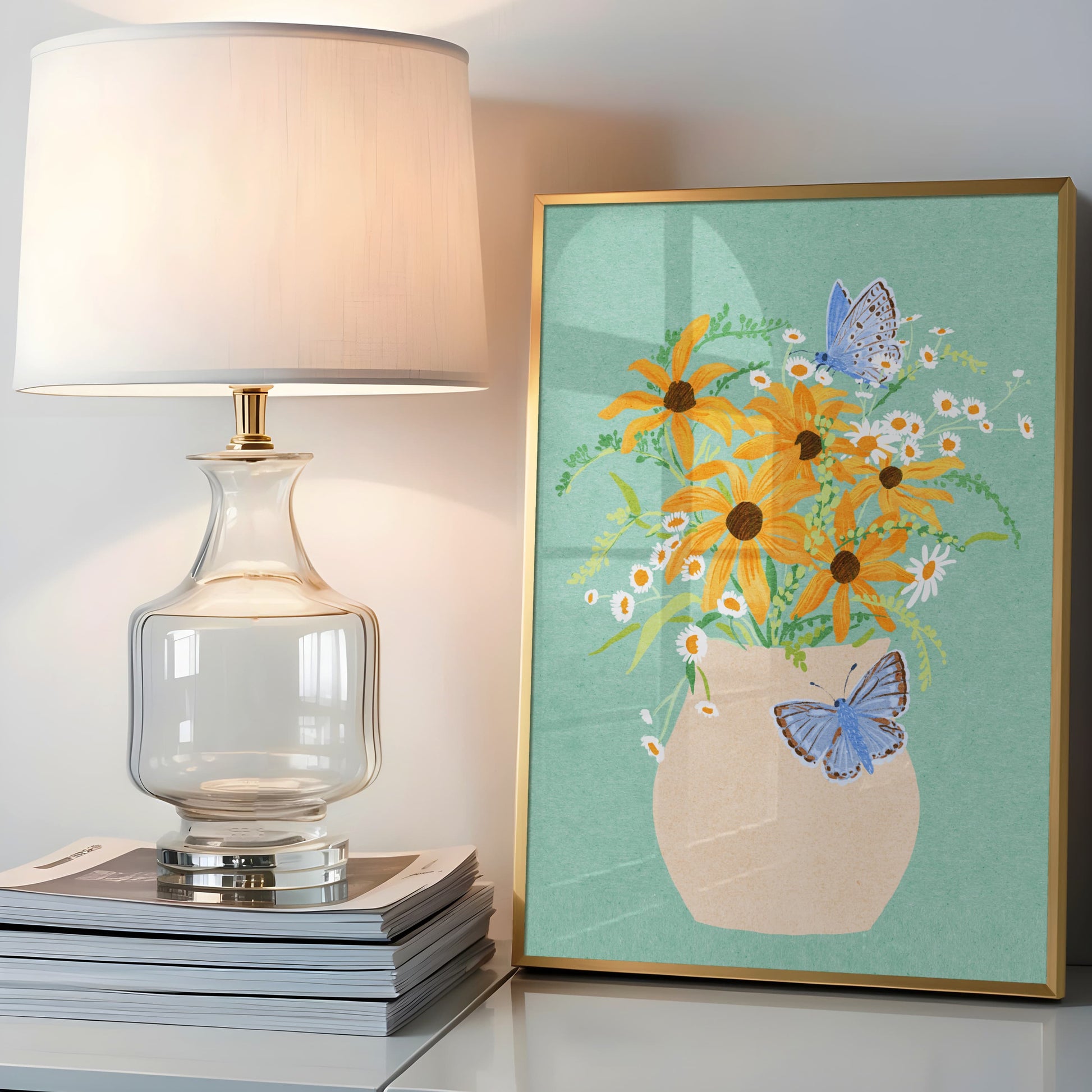 Artwork of flowers and butterflies by Sun Lee