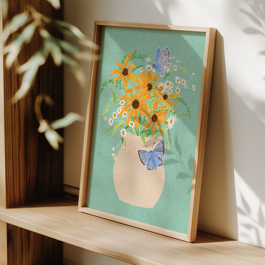 Artwork of flowers and butterflies by Sun Lee