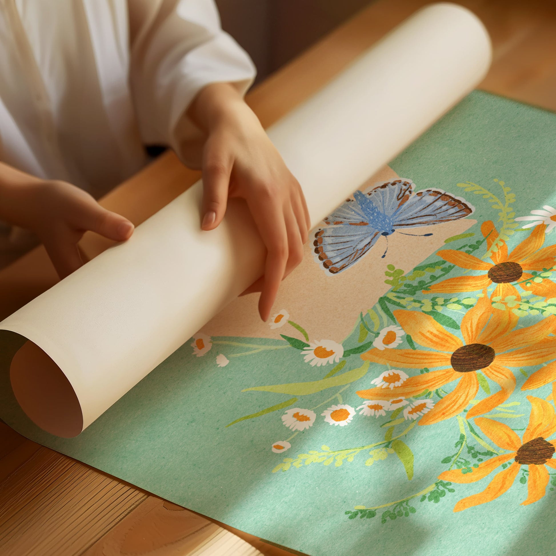 Artwork of flowers and butterflies by Sun Lee