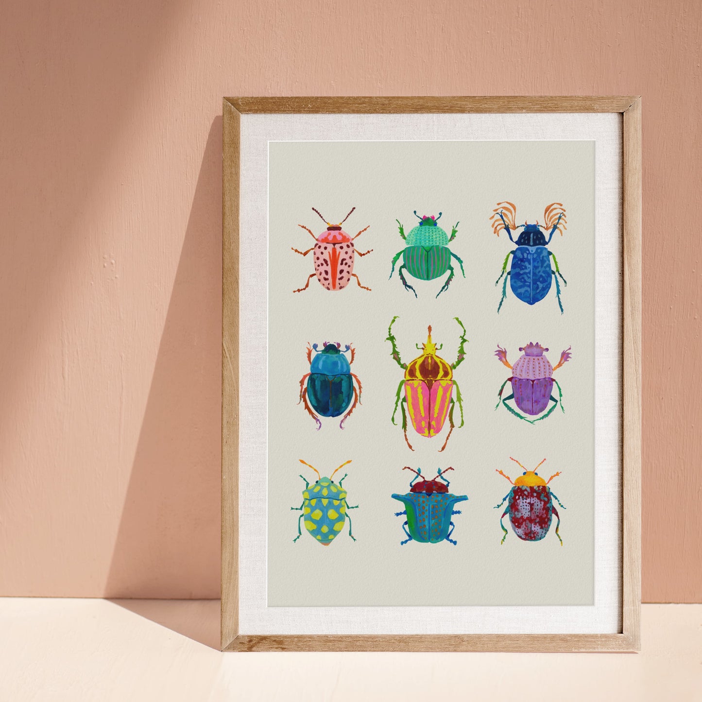 Watercolor & Gouache Colorful beetles print