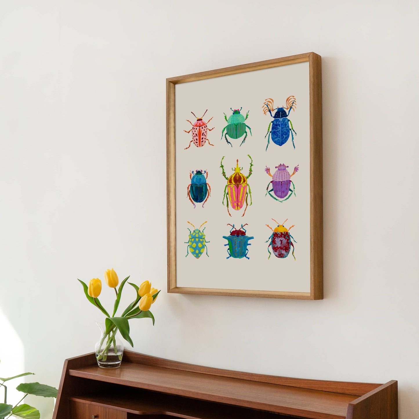 Colorful beetles illustration print