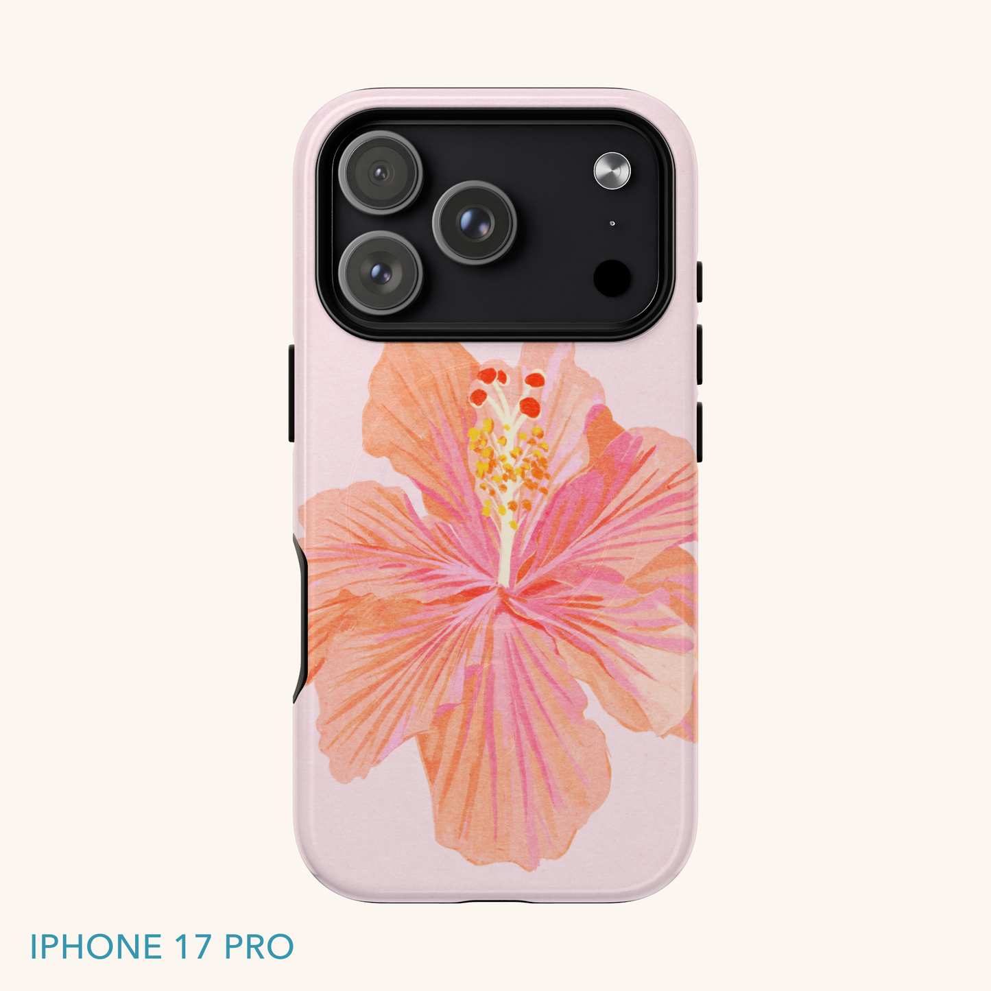 iPhone 17 pro case with a pink hibiscus floral design
