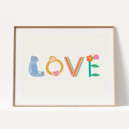 Art print featuring playful typography in cheerful colors with textured brushstrokes – vibrant and creative illustration for children's rooms and playful home decor
