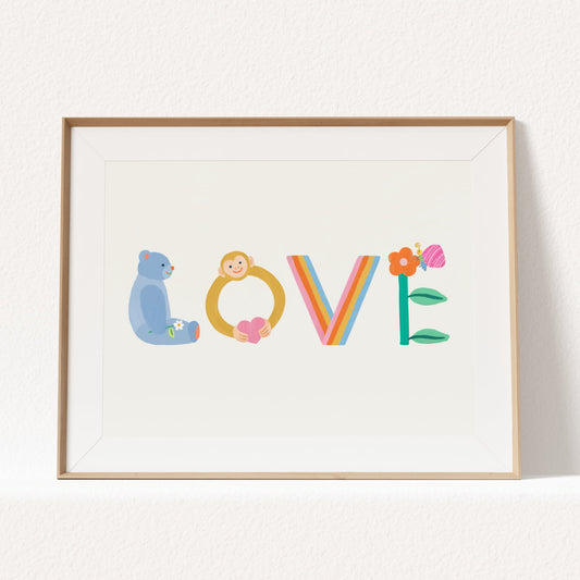 Art print featuring playful typography in cheerful colors with textured brushstrokes – vibrant and creative illustration for children's rooms and playful home decor