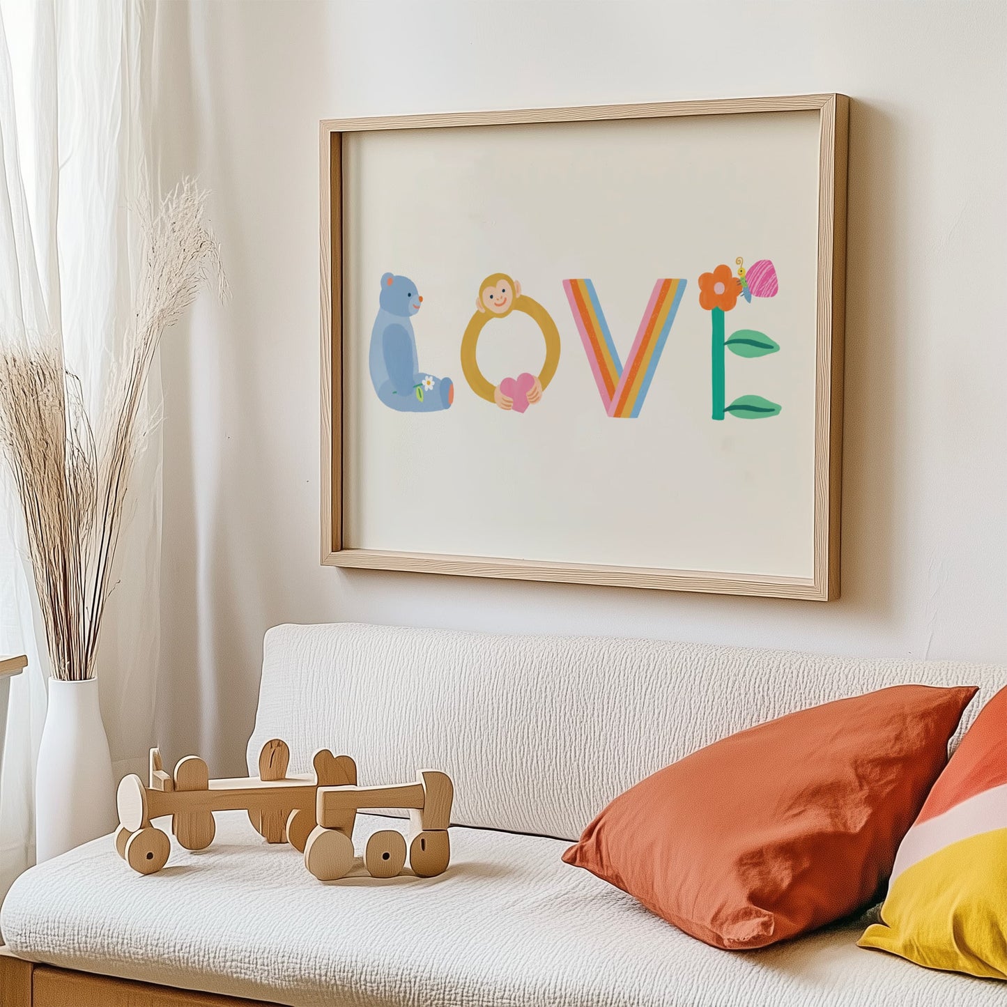 Art print featuring playful typography in cheerful colors with textured brushstrokes – vibrant and creative illustration for children's rooms and playful home decor