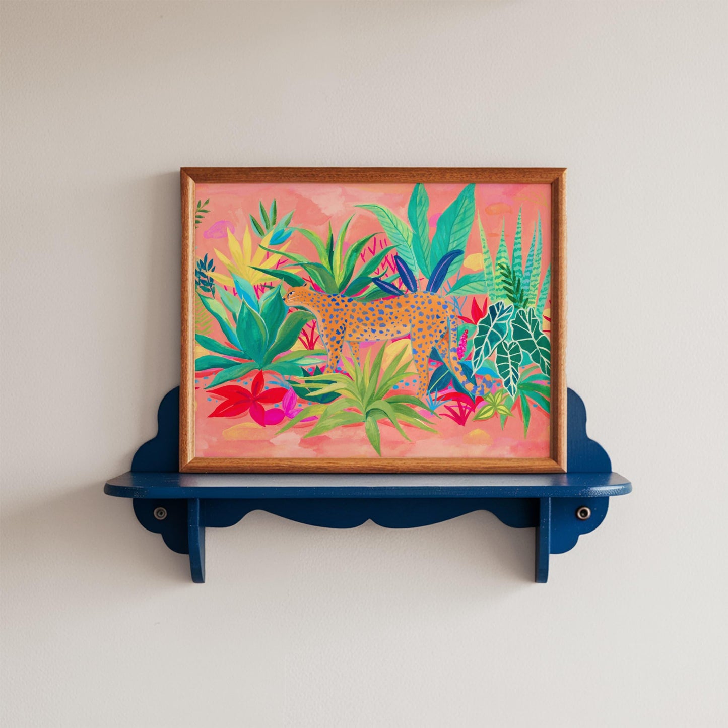 Botanical Giclée print featuring a cheetah surrounded by vibrant succulents.