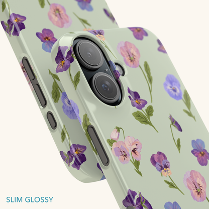 Pansy (Green) Slim Phone Case