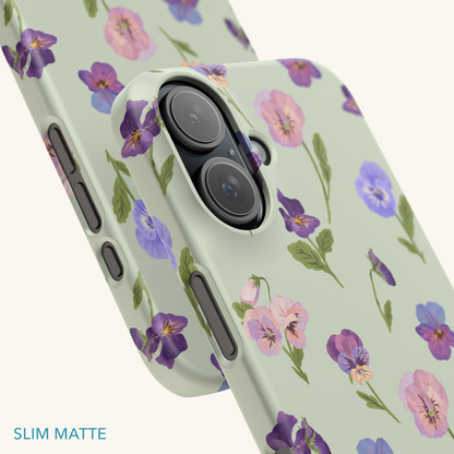 Pansy (Green) Slim Phone Case