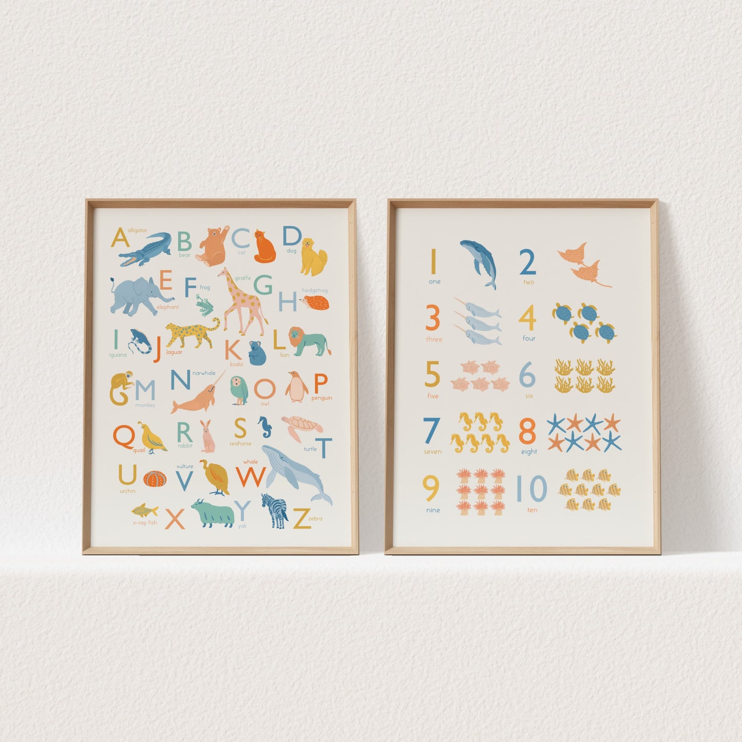 Alphabet and Numbers Art Prints - Set of 2