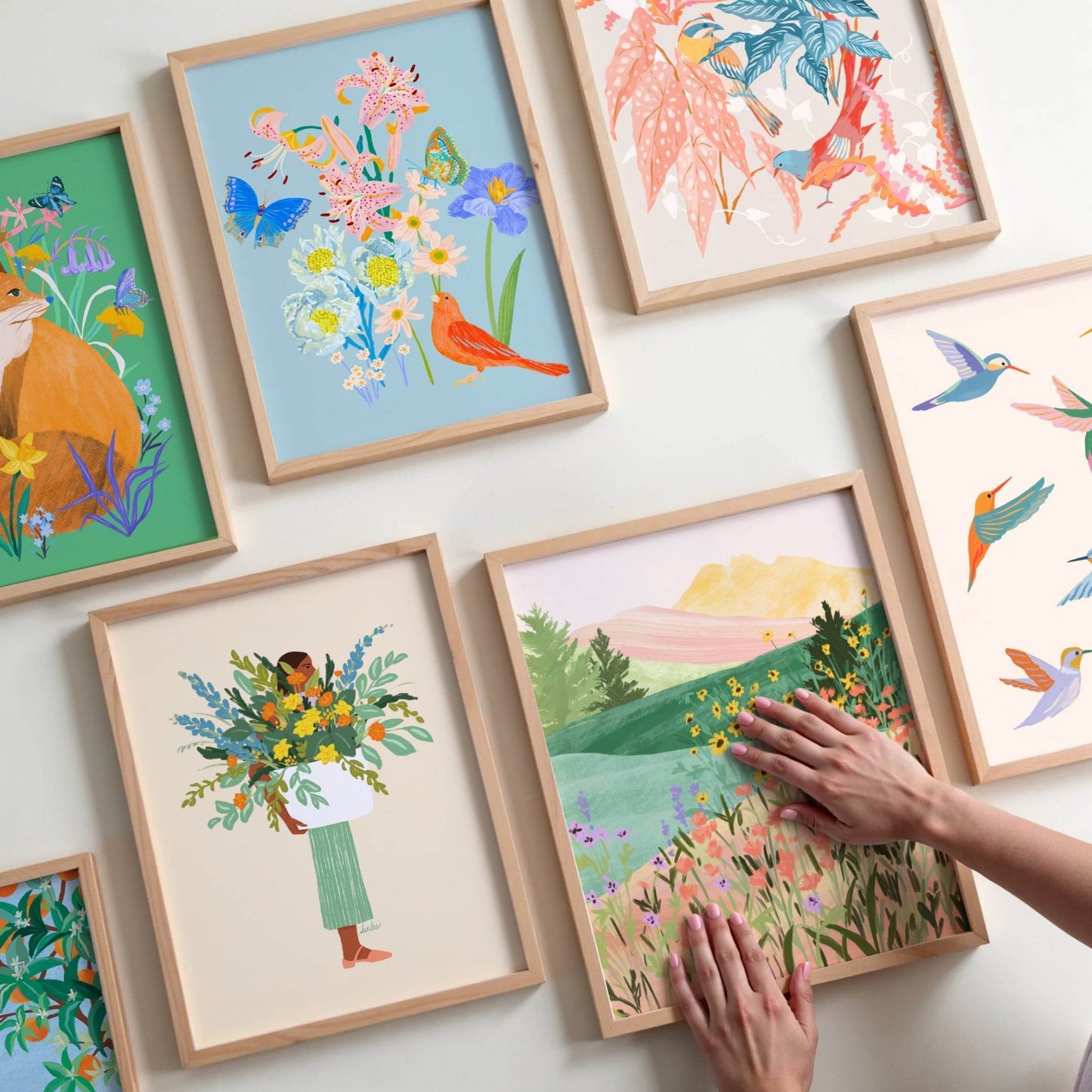 Colorful illustrations from Sun Lee’s original digital painting for nature-inspired home decor