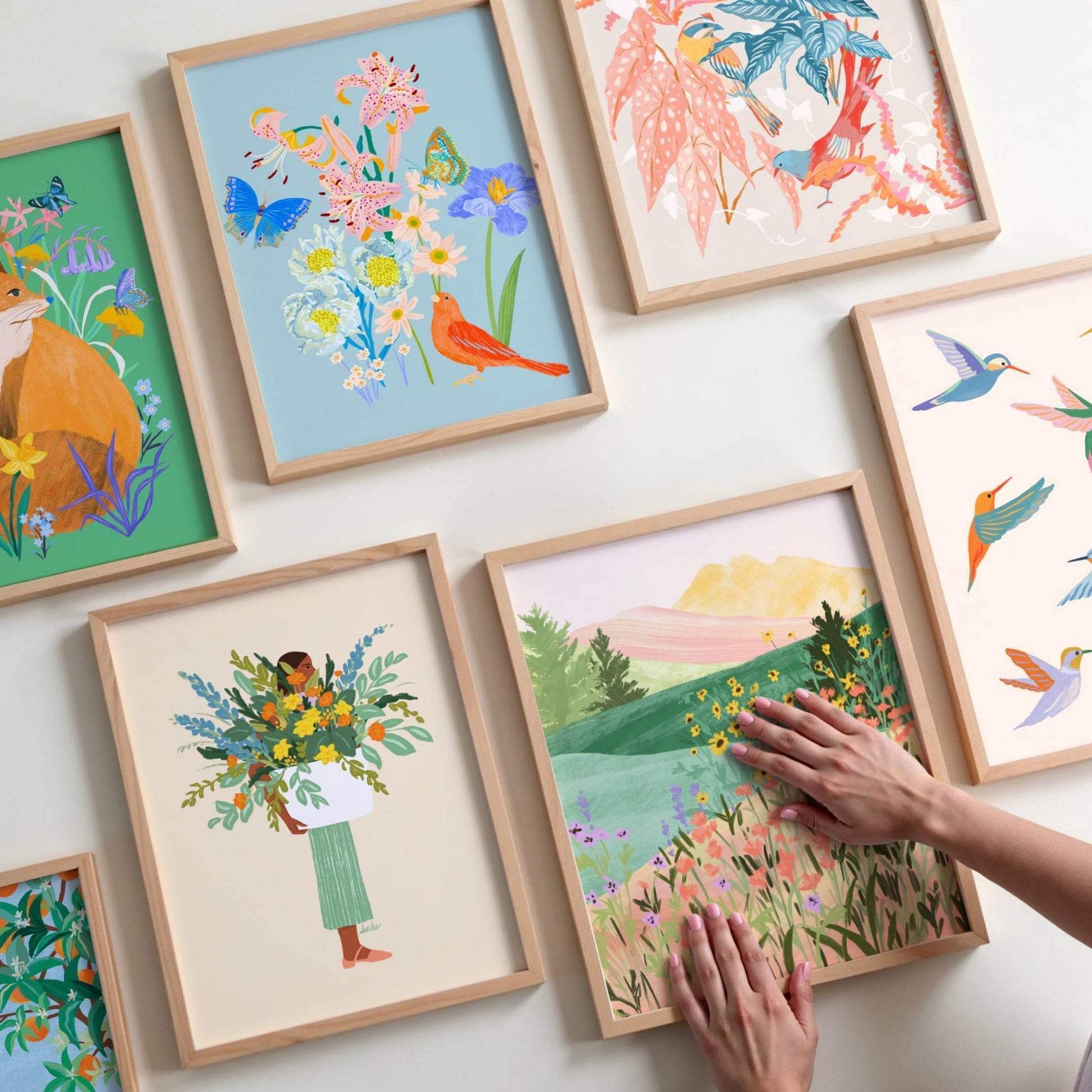 Colorful illustrations from Sun Lee’s original digital painting for nature-inspired home decor