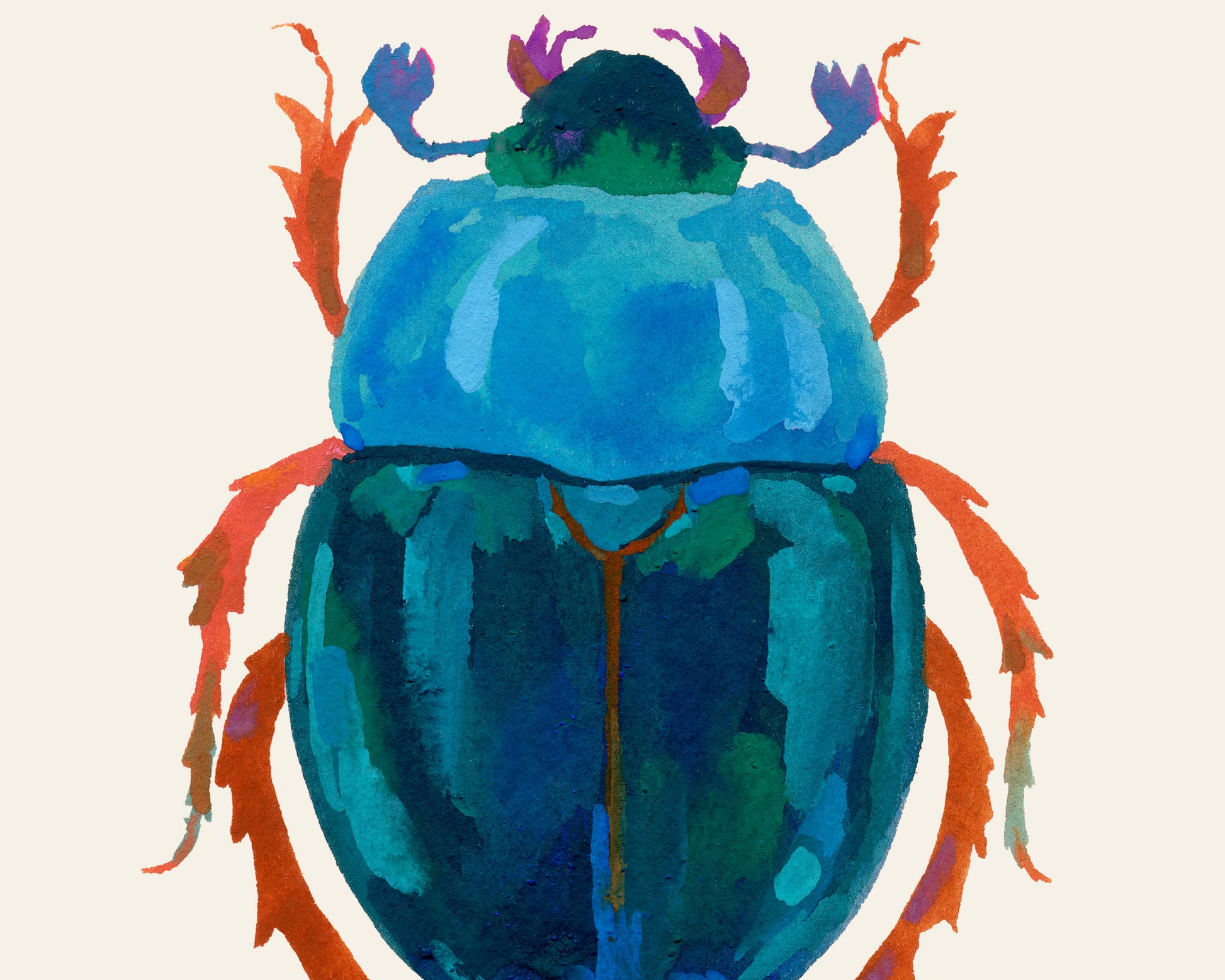Colorful hand-painted illustration of a beetle by Sun Lee